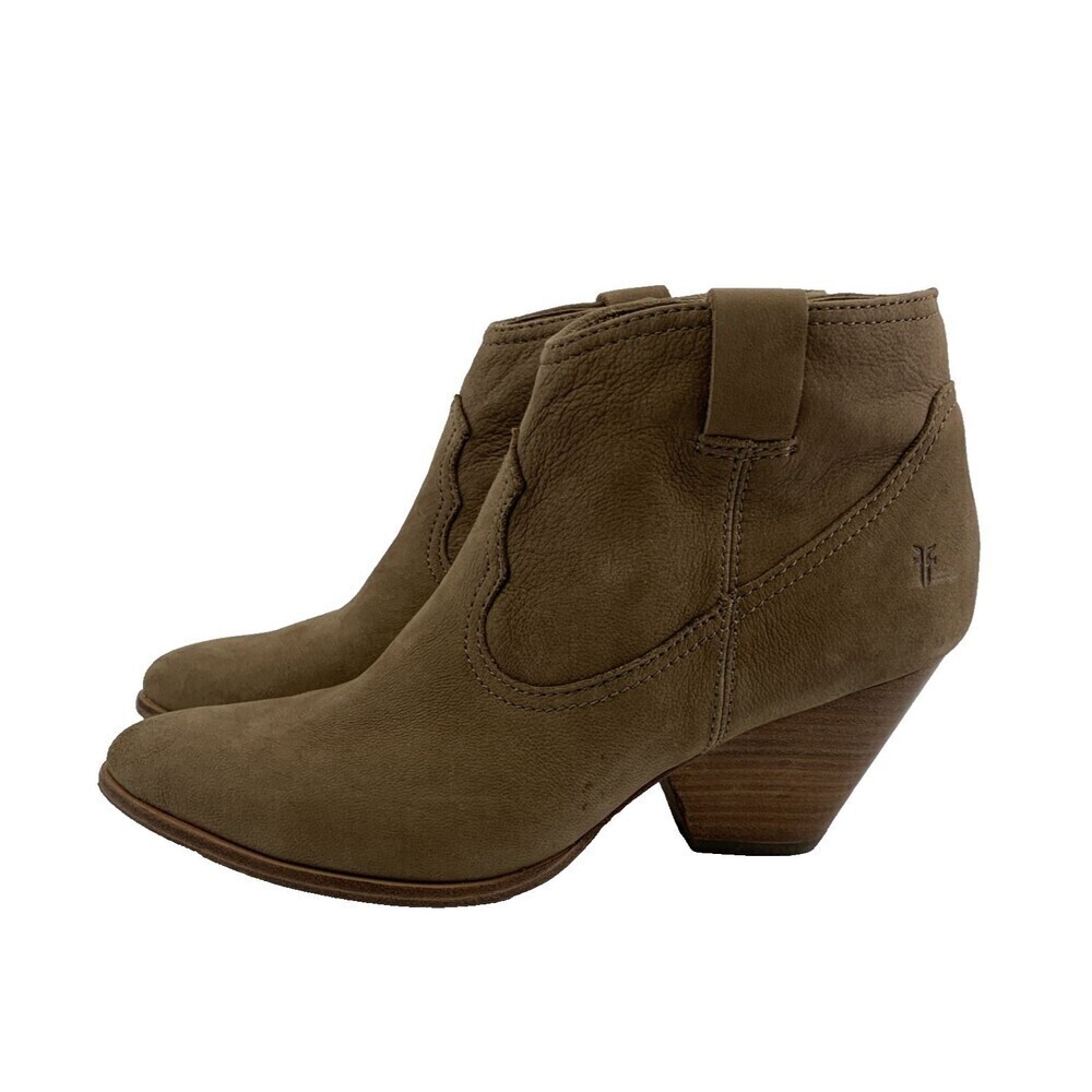 Frye Rory Bootie Dusty Rose Suede Low Heel Side Zip Ankle Boho Western Women 7.5